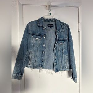 Lucky Brand Denim Cropped Jacket with frayed bottom.